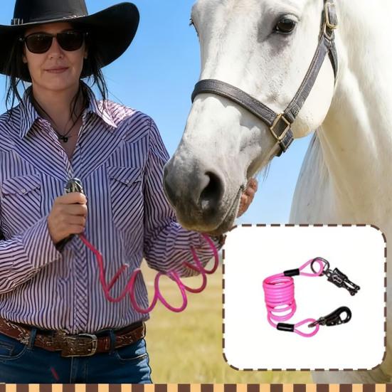 Corda elastica per cavalli regolabile, estensore per guinzaglio equino, corda elastica a spirale ammortizzante per campeggio, equitazione su sentiero, toelettatura
