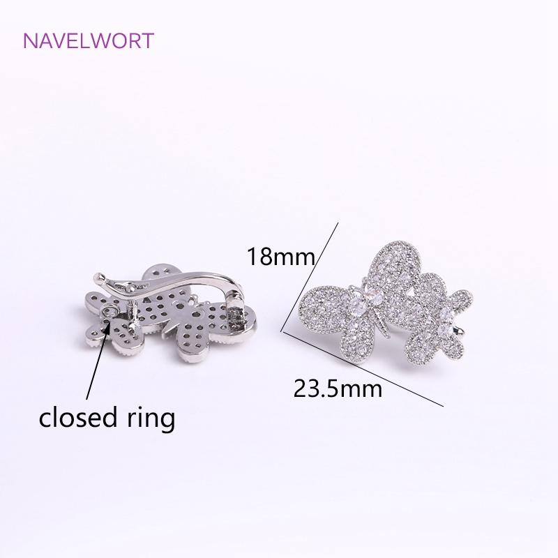 Trendy 18K Gold Plated Pearl Clasps For Necklace Making Accessory,Brass Inlaid Zircon Leaf Pearl Clasps DIY Jewelry Findings