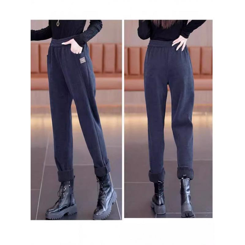 Autumn and Winter Fleece and Thickened Casual Pants, Slimming and Fashionable High-waisted Warm Long Pants, Loose Skinny Pants