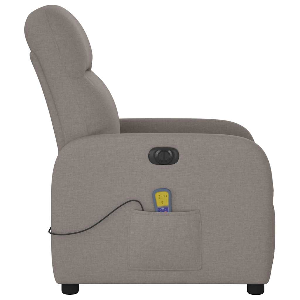 Vidaxl Rozkładany Fotel Masujący, Elektryczny, Kolor Taupe, Tkanina