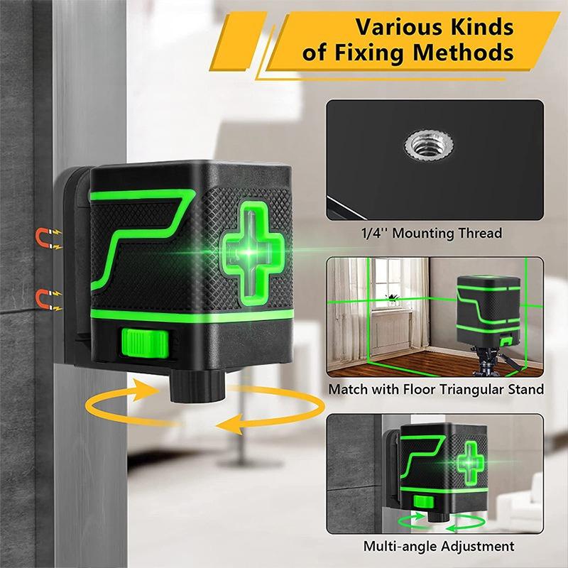 Mini 2-Line Level Portable High-Precision Green Laser Line Projector Crosshair Laser Floor Leveler