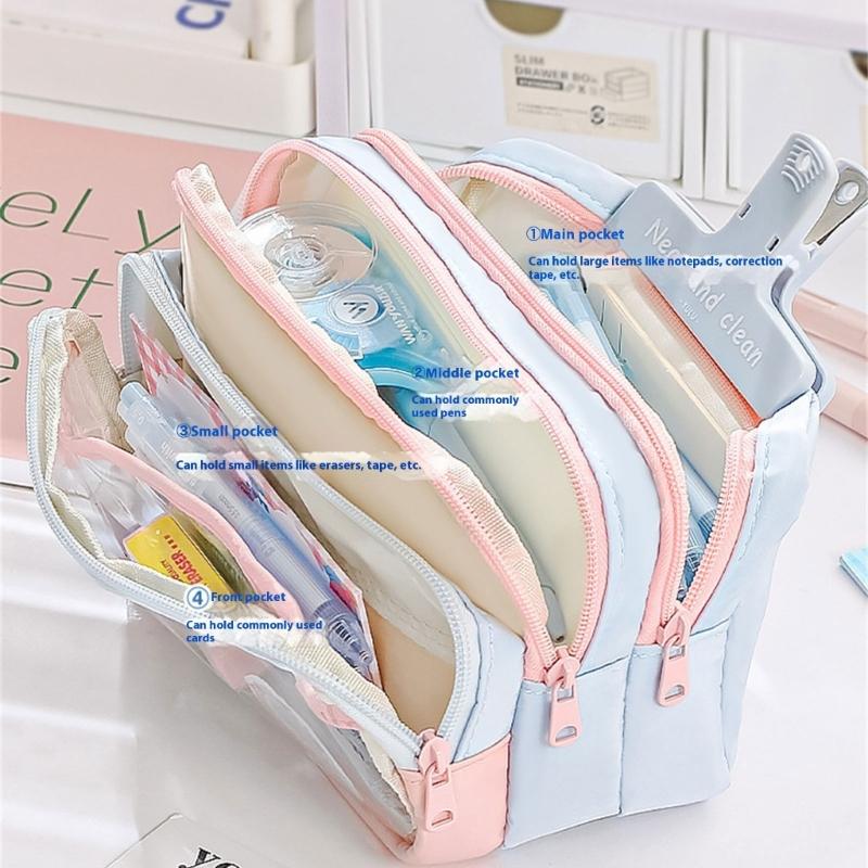 Large Capacity Pencil Bag Japanese Styles Pencil Case Pen Pouch Clear Pencil Pouch Pen Case School Office Supplies