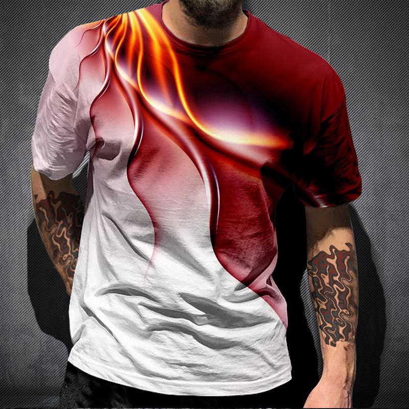 

Летние футболки с градиентной 3D-печатью, мужская футболка с коротким рукавом и цифровым принтом для мужчин больших размеров 6XL