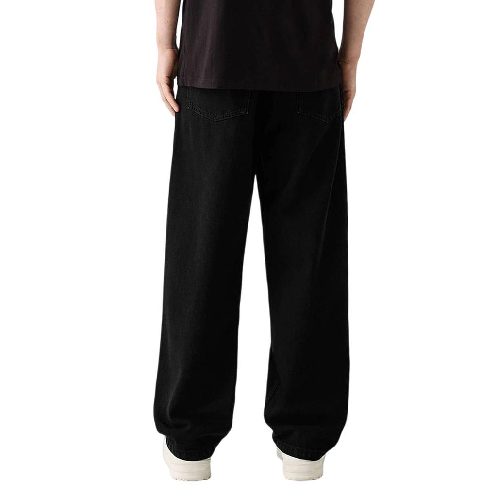 Lässige, kleine, gerade Jeans für Herren, modische Hose mit weitem Bein, einfarbige Jeans