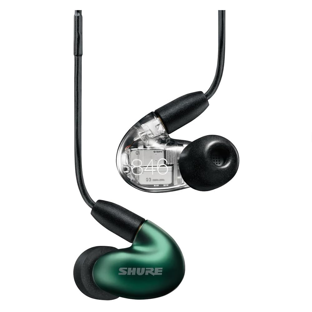 Gold SHURE SE846G2JD Wired Jade 2nd High Noise Audio Wireless Convertible MMCX Detachable Professional Audio Work from Remote Cable Length 162 Cm