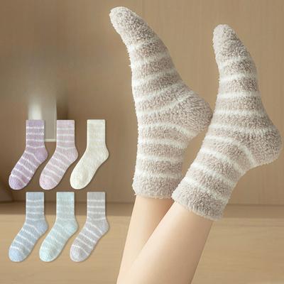 Female Autumn and Winter Add Velvet and Thick Month Son Home Sleep Warm Tube Floor Socks
