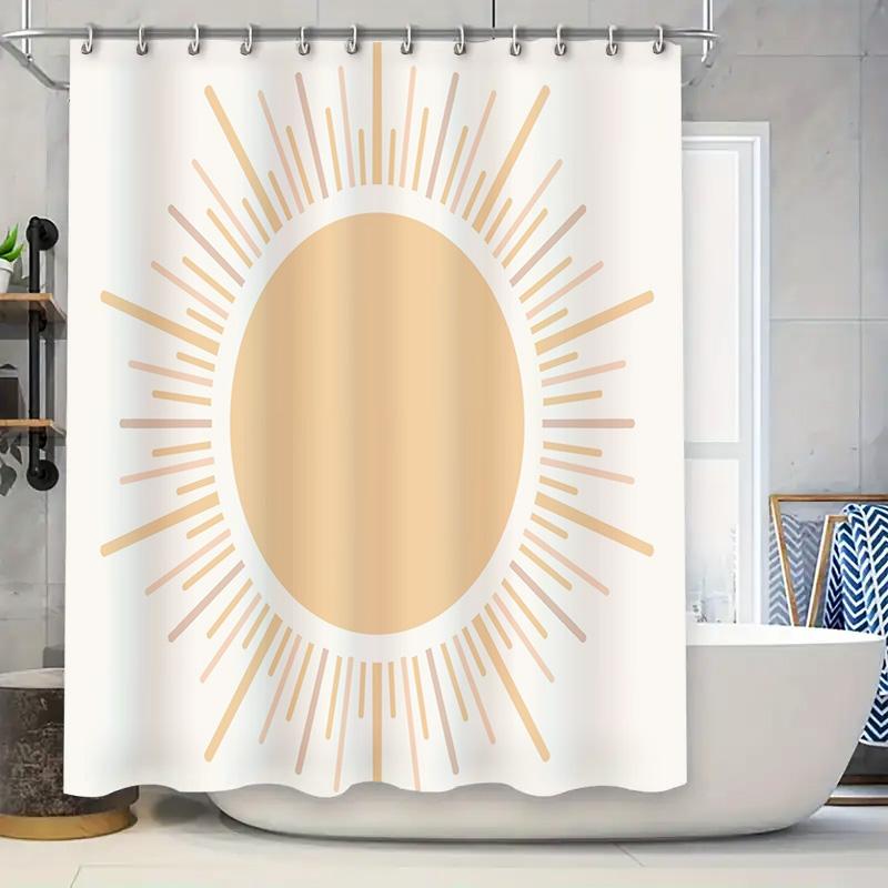 

Boho Shower Curtain Abstract Sunbeam Pattern Bathroom Decor Farmhouse Shower Liner Modern Coastal Home Textile W60H190(CM)-1 Pcs