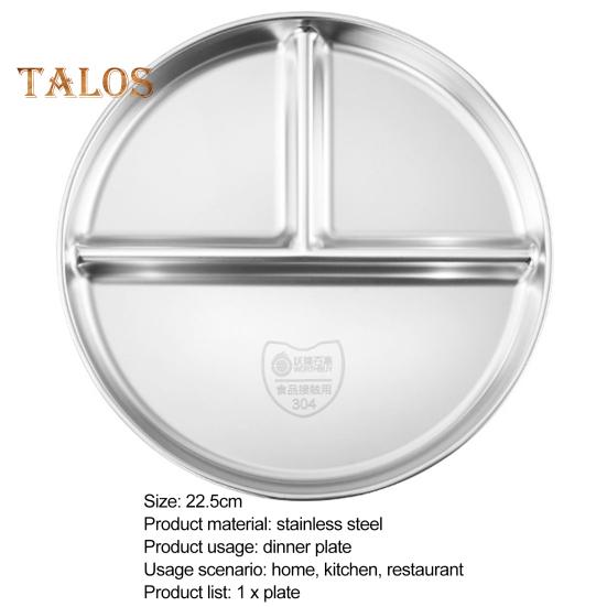 Food Tray No Burrs Holding Lunch High Temperature Resistant Useful Stainless Steel Divided 3 Grids Food Plate for Home