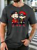 Unisex Soft Cotton Crew Neck Tee Two Hip Hop Cartoon Boys With Gold Chain Print Loose Streetwear Daily Travel Party Outdoor Tops