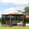 Pop-up Camping Gazebo Camping Canopy Shelter 6 Sided 12' x 12' Sun Shade