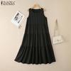ZANZEA Women Summer Round Neck Loose Casual Sleeveless Dress