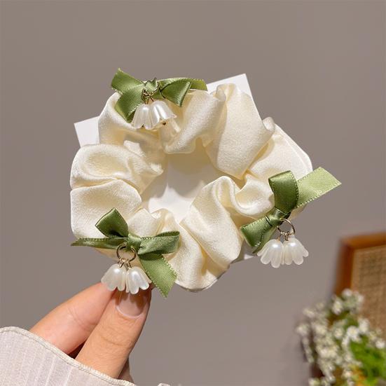 Hair Tie Satin Smooth Elastic Hair Band Flower Tassel Pendant Bowknot Decor Ponytail Bun Half-Tie Hair Rope Hair Accessories