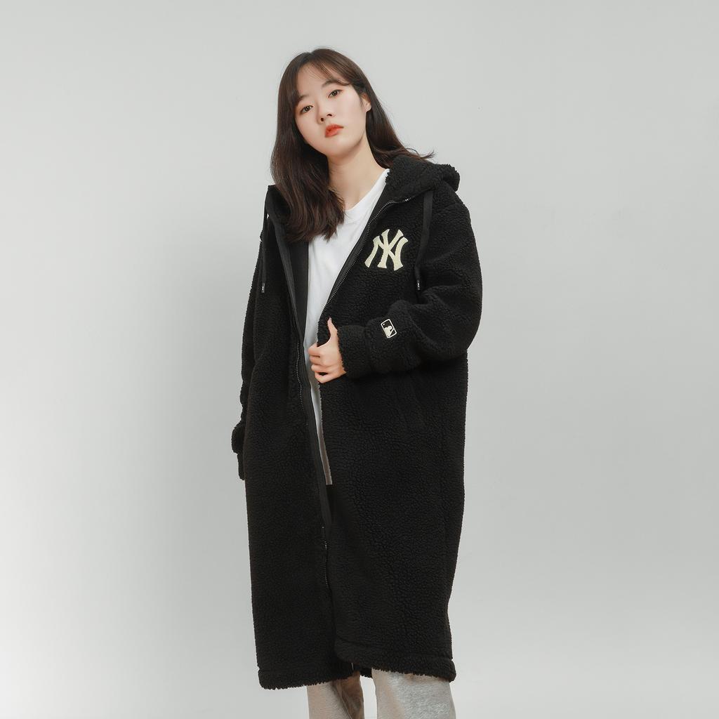 MLB New York Yankees Buchstabe Handtuch Bestickt Lässig Mittellang Lammfelljacke Unisex Jacken Schwarz 3AJPF2816-50BKS