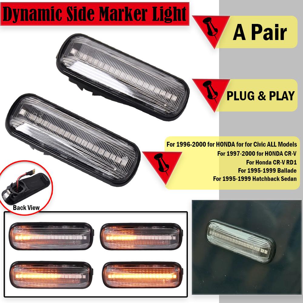 

2pcs Flowing LED Side Marker Lights Dynamic Turn Signal Light Side Repeater Lamp 12V Panel Lamp for HONDA for Civic for CRV Dynamic Crystal