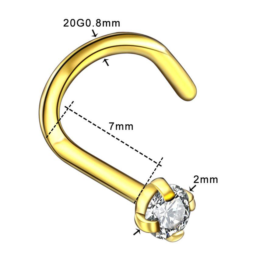 1PC 20G Steel Prong CZ Nose Screw Rings Nariz Earring Nostril Piercings Opal Twist Curved Bar Gem Nose Bone Stud Rings Jewelry