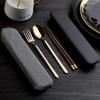 Portable 4-Piece Stainless Steel & Wood Cutlery Set