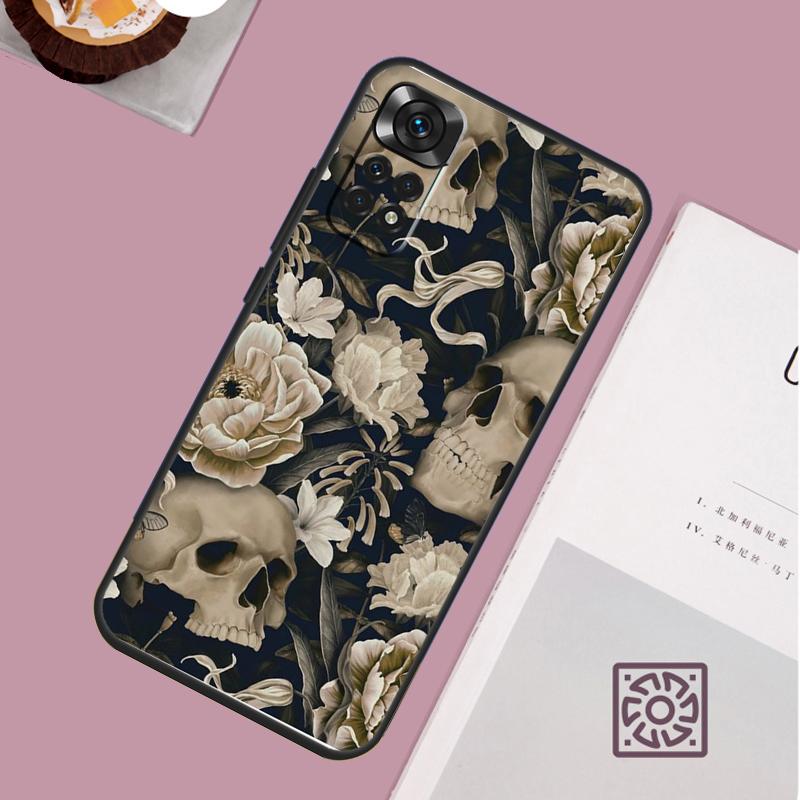 Gothic Floral Skull Case For Xiaomi Redmi Note 14 Pro 13 12 11 10 15 Pro Plus Redmi 15 15C 14C 13C 10C 12C Cover