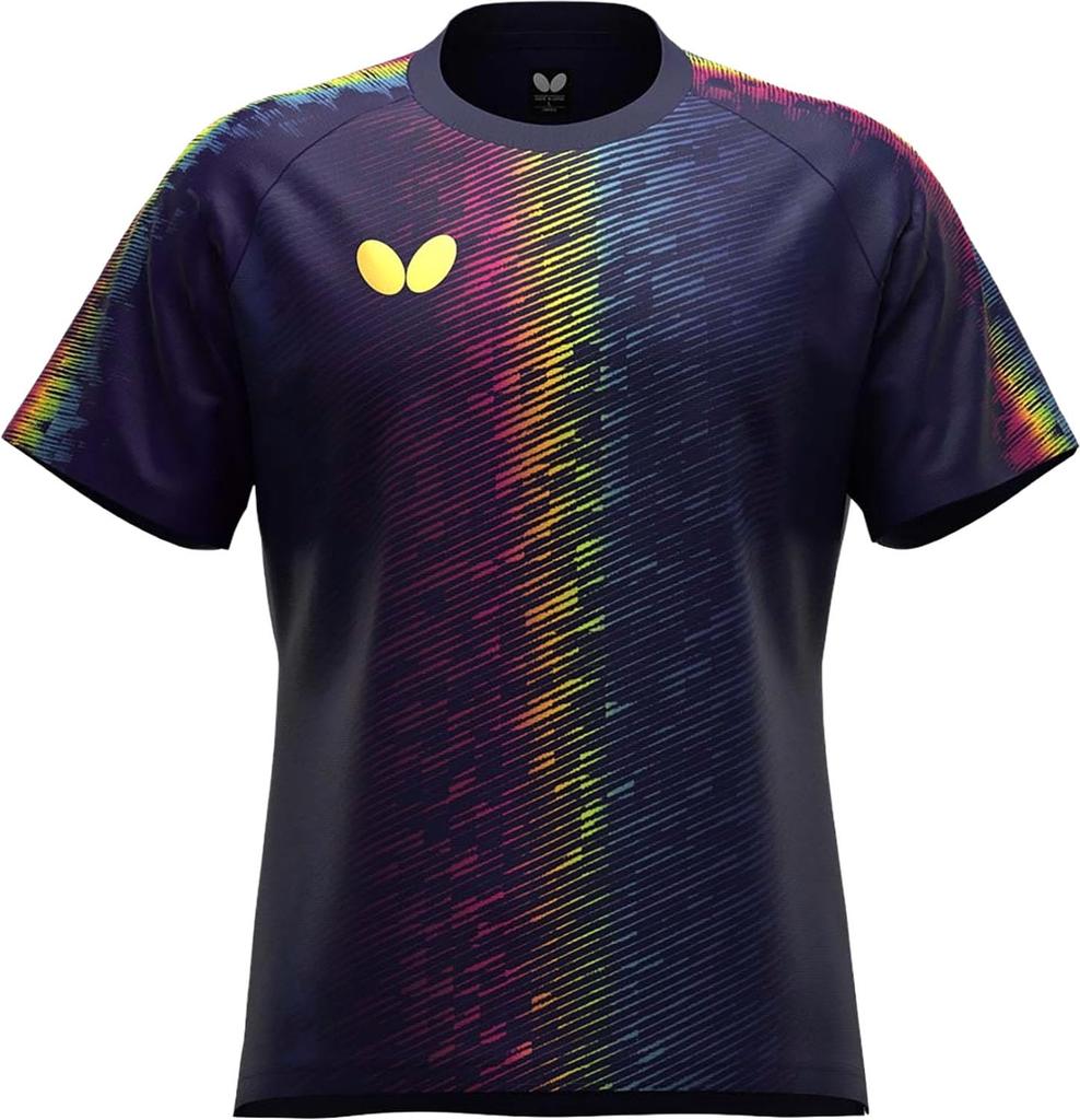 Butterfly Table Tennis Creet Size 47900 Short-Sleeve T-Shirt, T-Shirt, Moisture-Wicking, Quick-Drying, Stretchable, Unisex, Navy, O,