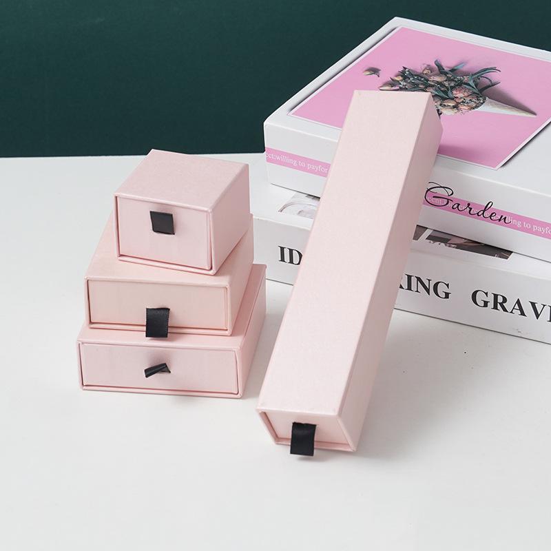 Rectangular Hard Cardboard Jewelry Box for Necklace, Ring, or Bracelet Gift Packaging