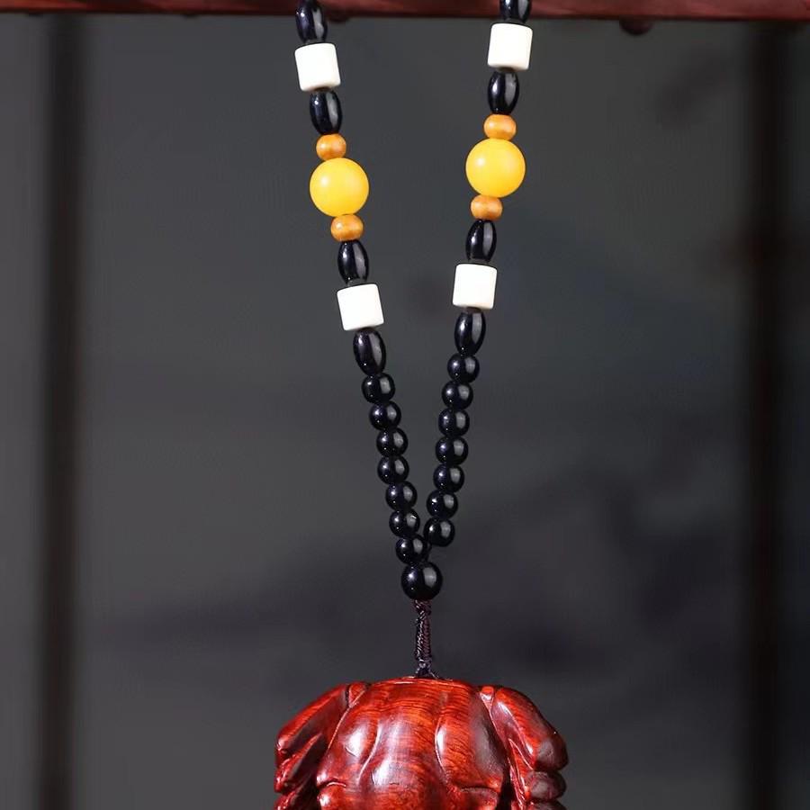 Sandalwood Pixiu Handheld Carved Pendant Ornament - Douyin Craft Gift