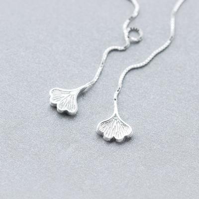 Ginkgo Leaf Earphone Female Simple Forest Tree Leaf Long Ear Chain Niche Design Korean Version Ear Jewelry