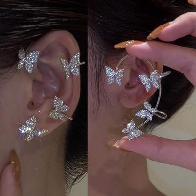 Gold Silber Ohrring Manschetten Metall Schmetterling Ohr Clips ohne Piercing für Frauen Funkelnde Zirkon Ohr Manschette Clip Ohrringe Hochzeit Schmuck