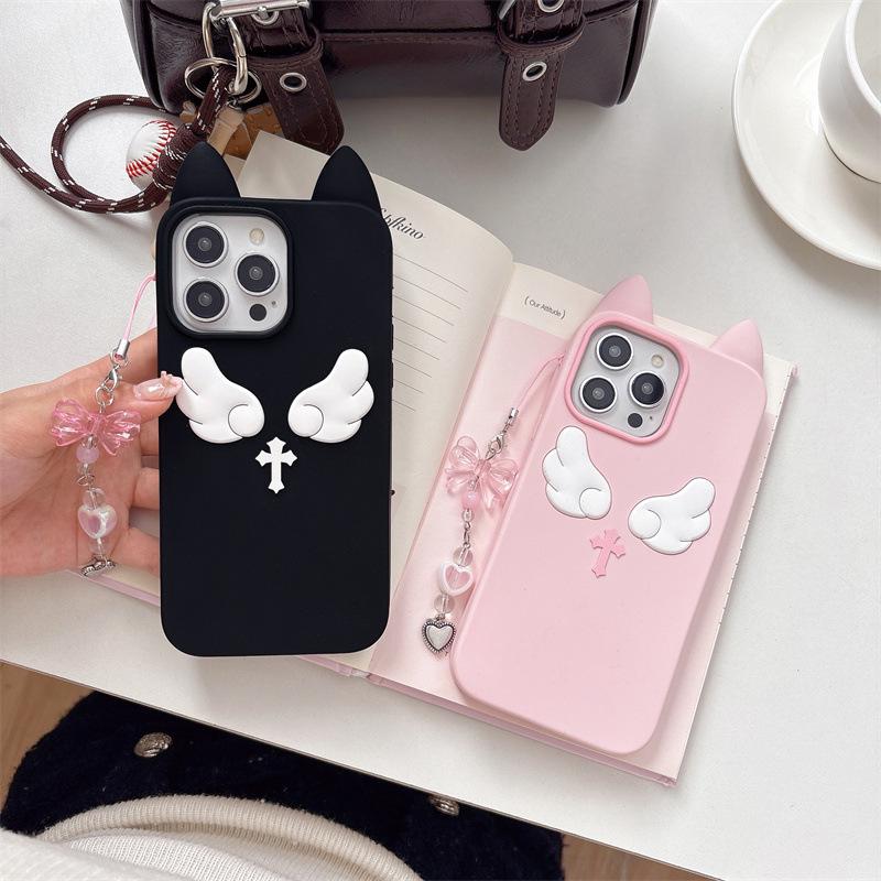 Cat Ear Angel Wings Drop-Proof Phone Case for iPhone 14/13/12 Pro Max