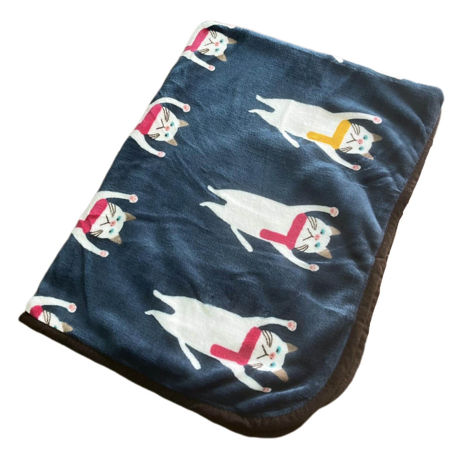 

Warm Fleece Blanket for Winter Cute Animal Cat and Dog (ADOSSY) Lightweight, Soft, Warmth, Designs, (Neko A, Navy)
