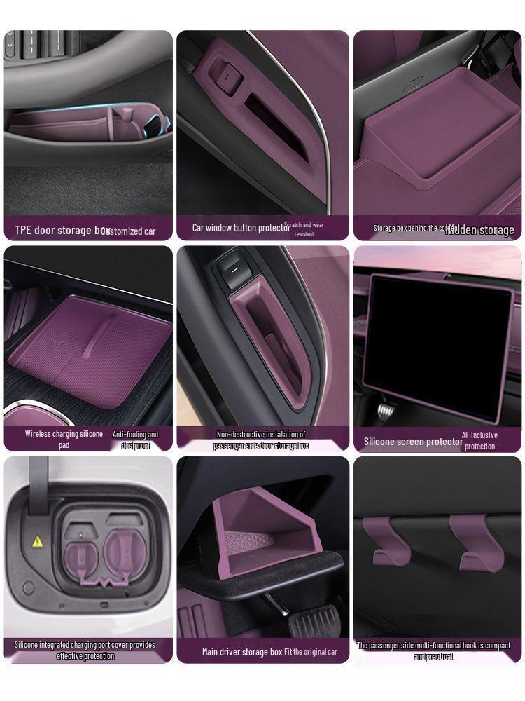 Silicone Pad Set for Xiaomi SU7: Three-Piece Car Interior and Cup Holder Accessory.