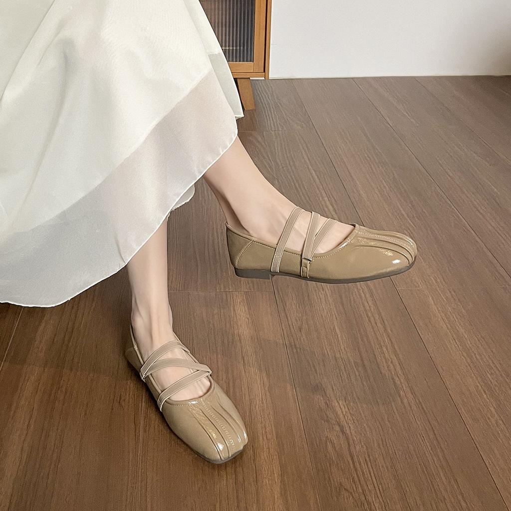 Ballet Mary Jane Shoes Round Head Shallow Mouth Retro Flat Shoes Women