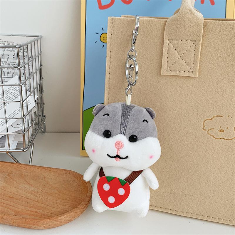Creative Backpack Fruit Hamster Doll Schoolbag Keychain Hanging Decoration Plush Doll Children's Toys Same
