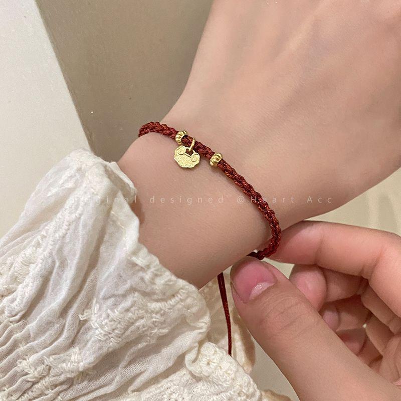 Timeless Locked Love: Red Rope Fu Bracelet for Women - Niche Design for Couples & Friends