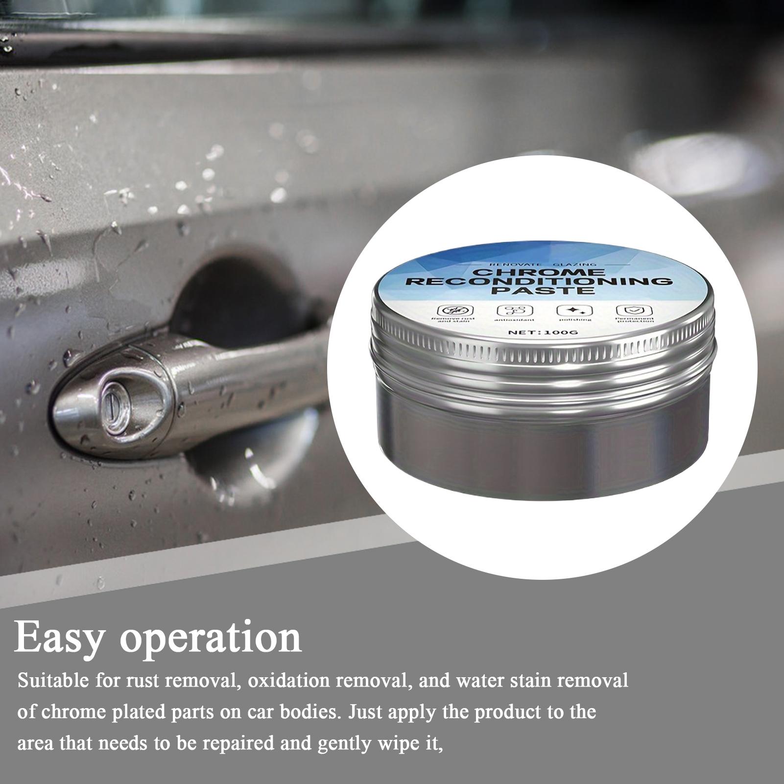 100g Chrome Polishs&Scratch Remover Paste Alloy Aluminum Stainless Steel Reconditioning Agent Metal Restoration Wax, Car Care