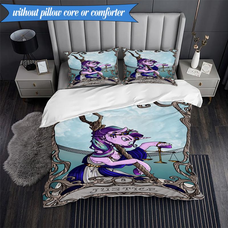 Colorful Unicorn 3pcs K-pop Music Group Bedding set,Ideal for Bedroom, Dormitory,Including Duvet Cover And 2pcs Pillowcases,Fan Gifts