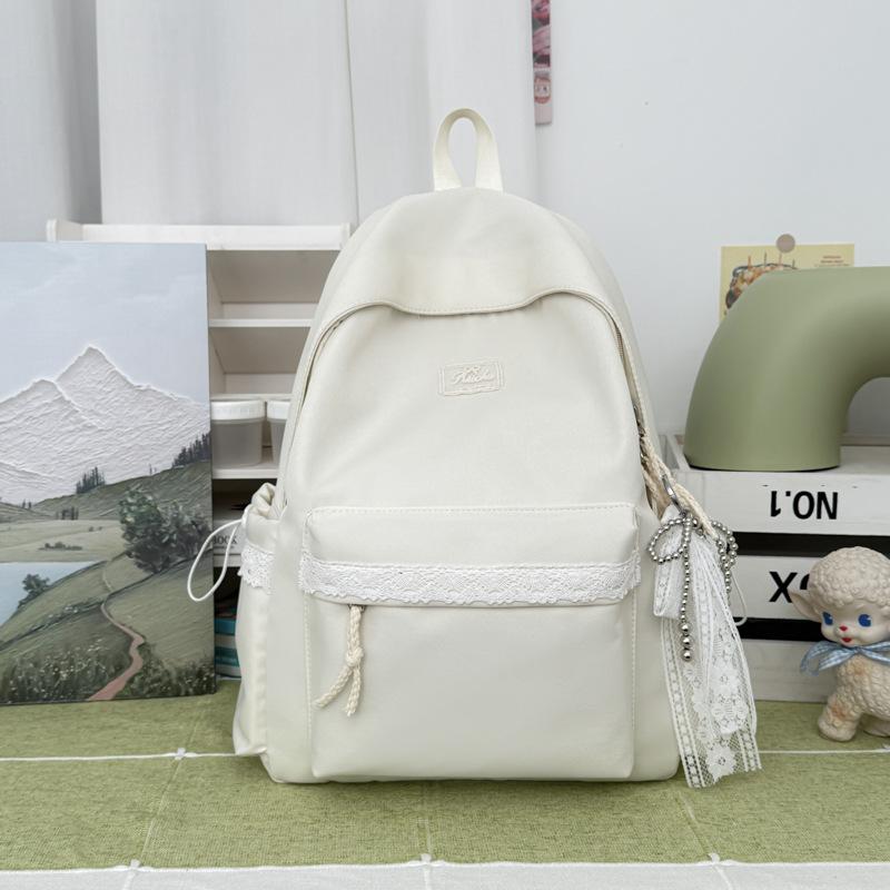 Schoolbag Japanese Girl Cute Schoolbag Ins Style Korean Female Niche Design Campus Simple Sweet Solid Color Backpack