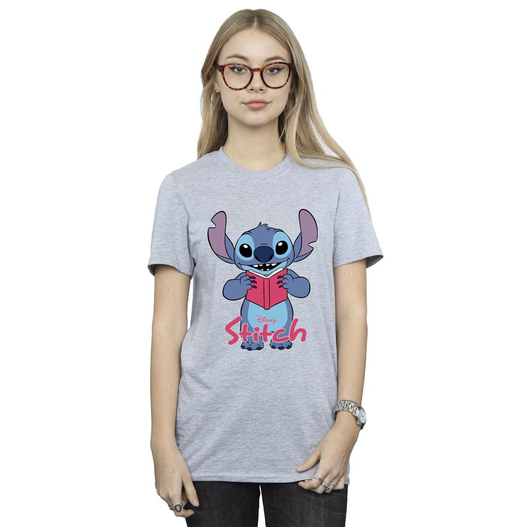 Lilo & Stitch Womens/Ladies Reading Standing Boyfriend T-Shirt