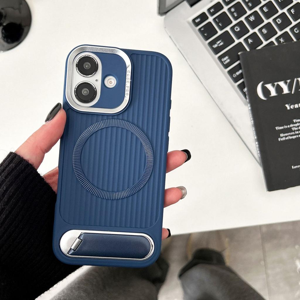Magnetický Neviditelný Stojan Pouzdro na Telefon pro Apple 16pro Ochranné Pouzdro pro IPhone15max Pouzdro 14 Měkká Šňůrka