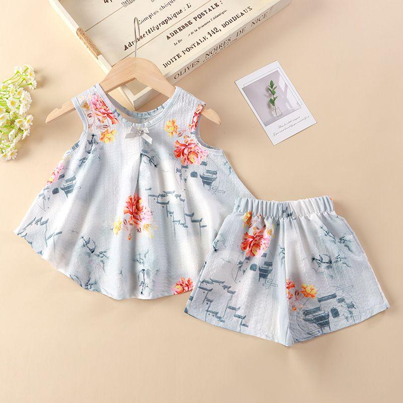 Girls' Summer Clothes Camisoles Children's Sets Clothing for Girls' Babies Summer Styles Two-piece Outerwear Set