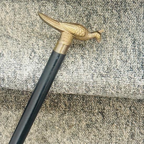 91.44 cm Brass Peacock Wooden Spiral Handmade Style Cane Walking Shaft Stick Gift