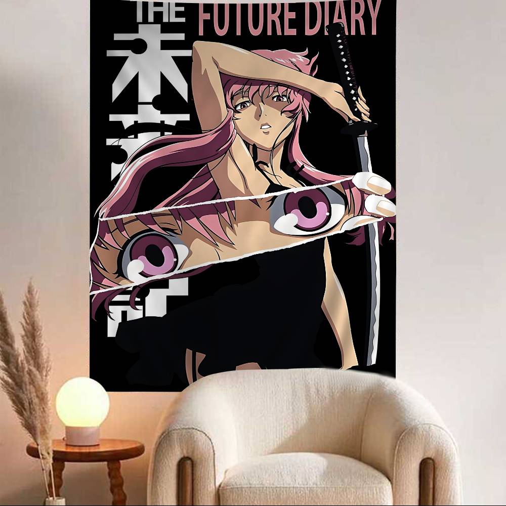 Anime Figure Mirai Nikki The Future Diary Anime Tapestry Hippie Flower Wall Carpets Dorm Decor Cheap Hippie Wall Hanging