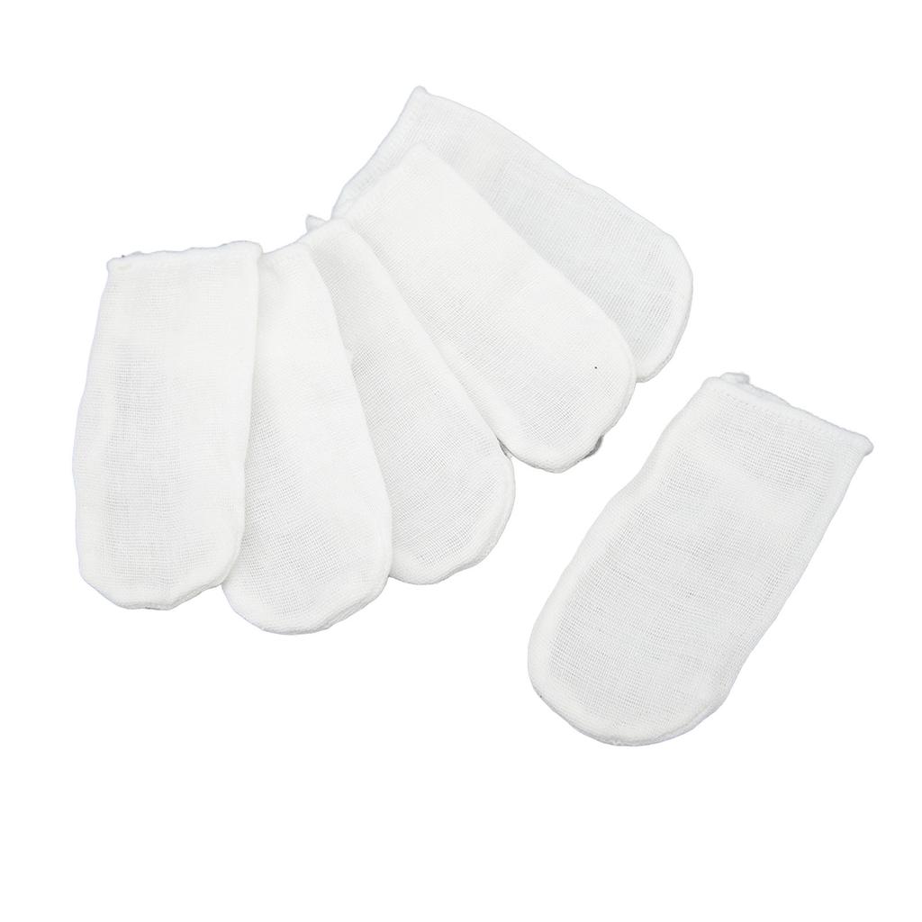 6pcs Baby Teeth Cleaning Gauze Finger Cover Milk Stain Removal Soft Hygiene Ring Buckle Oral Tongue Cleaner