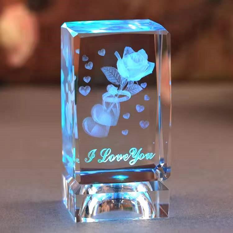 Romantic Rose Night Light: Crystal Ornament and Valentine's Confession Gift