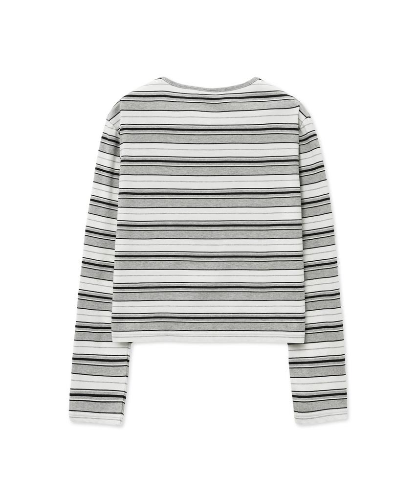 YALE Multi-Stripe Crop Long Sleeve_Gray