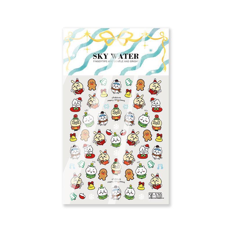 SkyDomani Chiikawa Christmas Nail Art: Limited Edition Micro-embossed Stickers