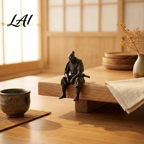 Unique Resin Sculptures for Table 3D Printed Contemplative Warrior Figurine Seated Edge Sitting Statue Gifts Men Desk Accessories Desktop