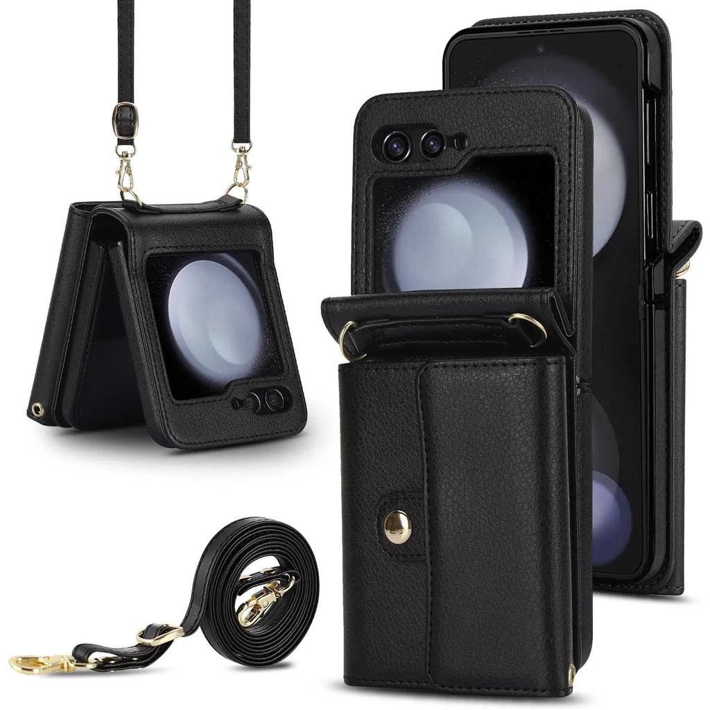 Mehrfarbiges mattes schlichtes Leder Multifunktionale Kartenhülle für Motorola Razr 40 Ultra Hülle mit Schlüsselband Stoßfeste Hülle Zubehör