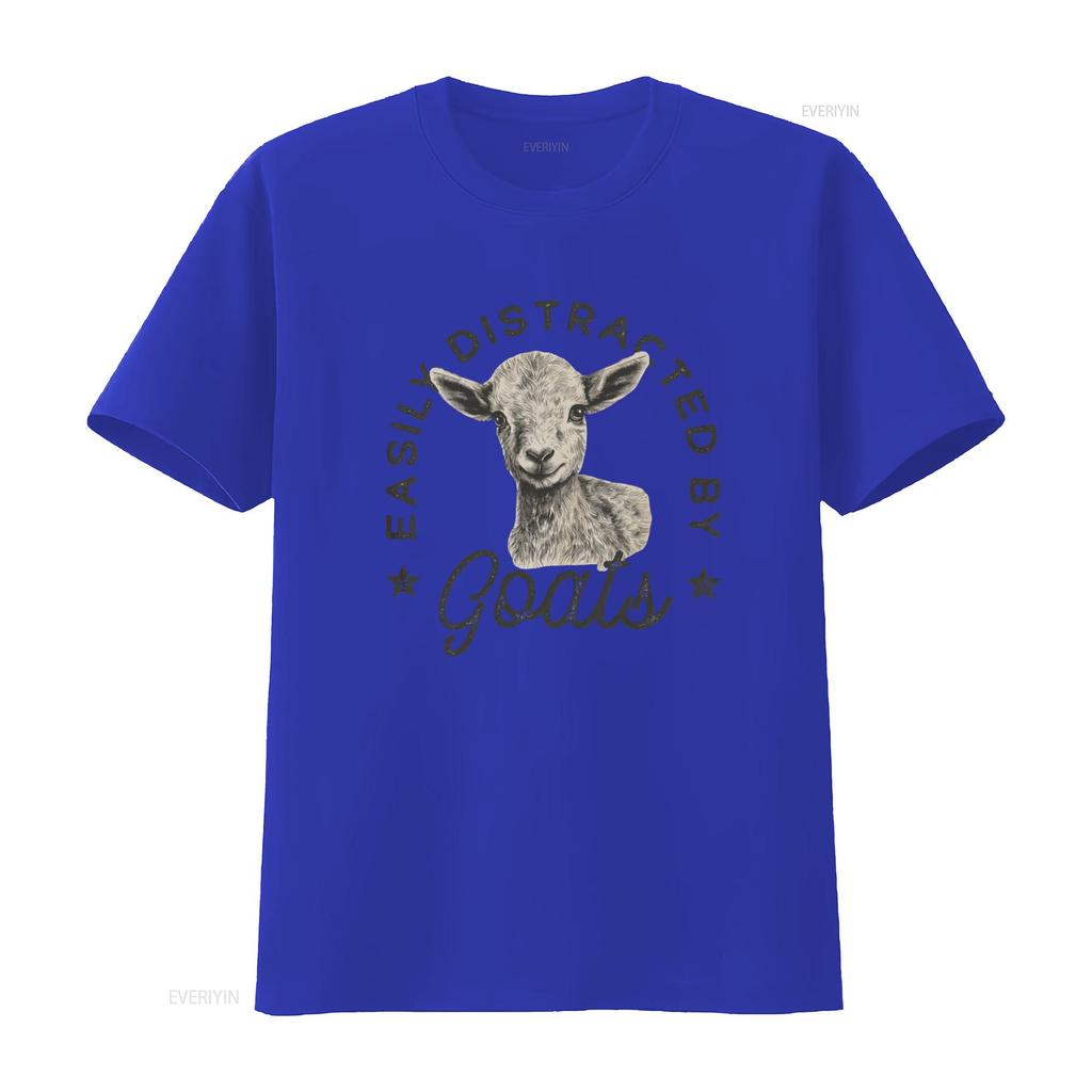 Easily Distracted By Goats T Shirt Cute Farm Animal Lover  vintage Washed Comfortable designer clothes Stylish homme Versatile