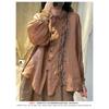 Printed Cotton and Linen Shirt Loose Elegant Casual Versatile Women Top