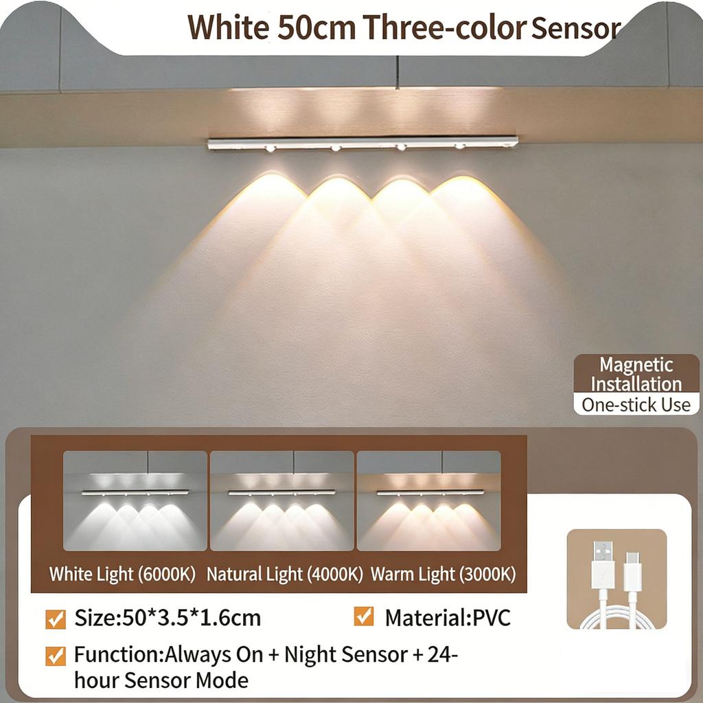 Motion Sensor Light LED Sensor Lamp Wireless Ultra Thin USB LED For Kitchen Cabinet Bedroom Wardrobe Indoor Lighting Night Light