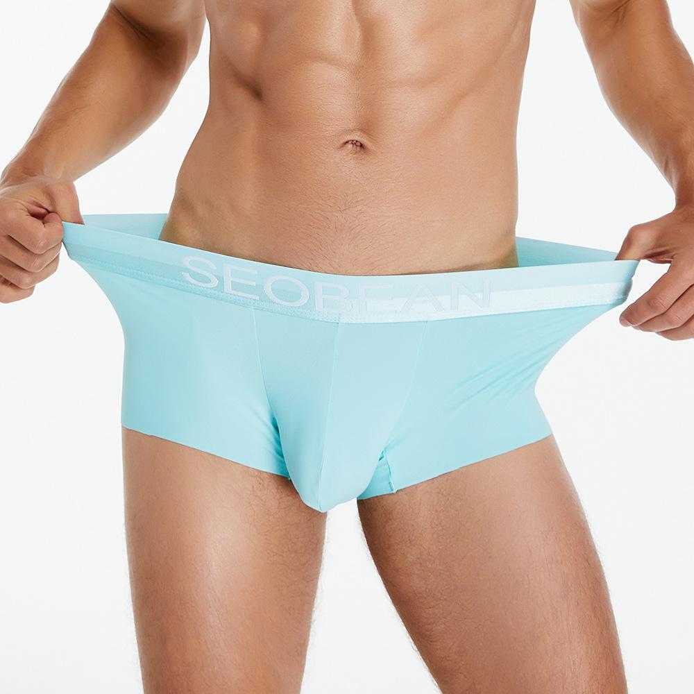Male Sexy Ice Silk Panties Men Solid Color Boxers Underwear Low Waist Comfortable Man Boxer Shorts Underpants